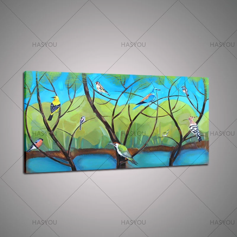 

Pure Handmade Abstract bird Oil Painting On Canvas lovely Bird standing on a Tree Painting For Wall Decoration Painting For Home