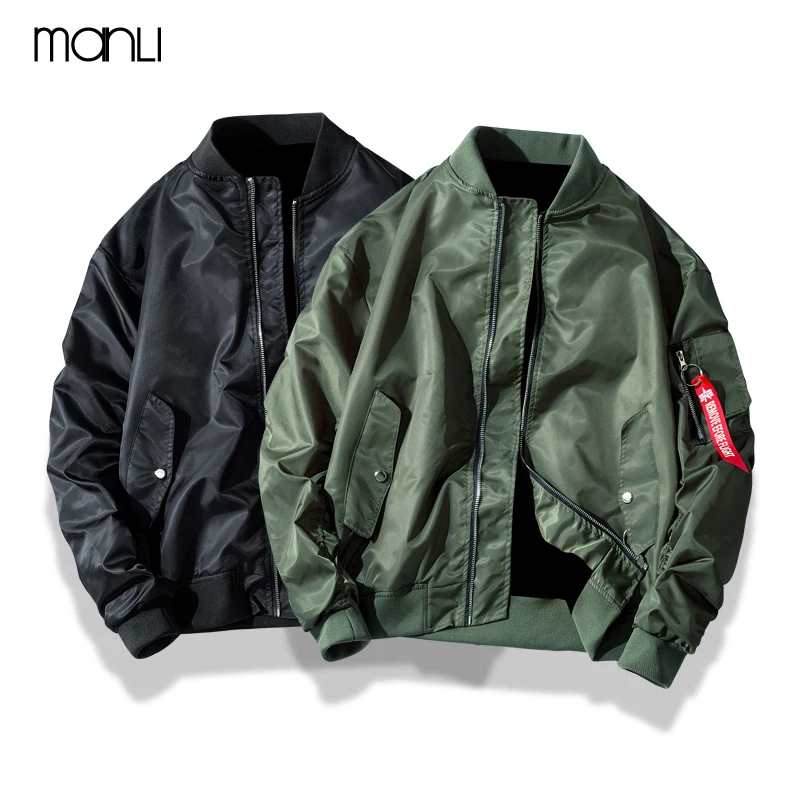 MANLI Весенняя Мужская Уличная тонкая куртка бомбер однотонная Брендовое