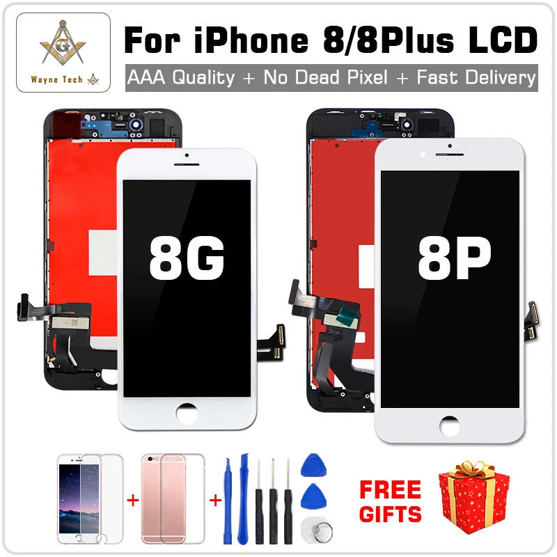 AAA отличное качество LCD без битых пикселей для iPhone 8 8G Plus дисплей сенсорный