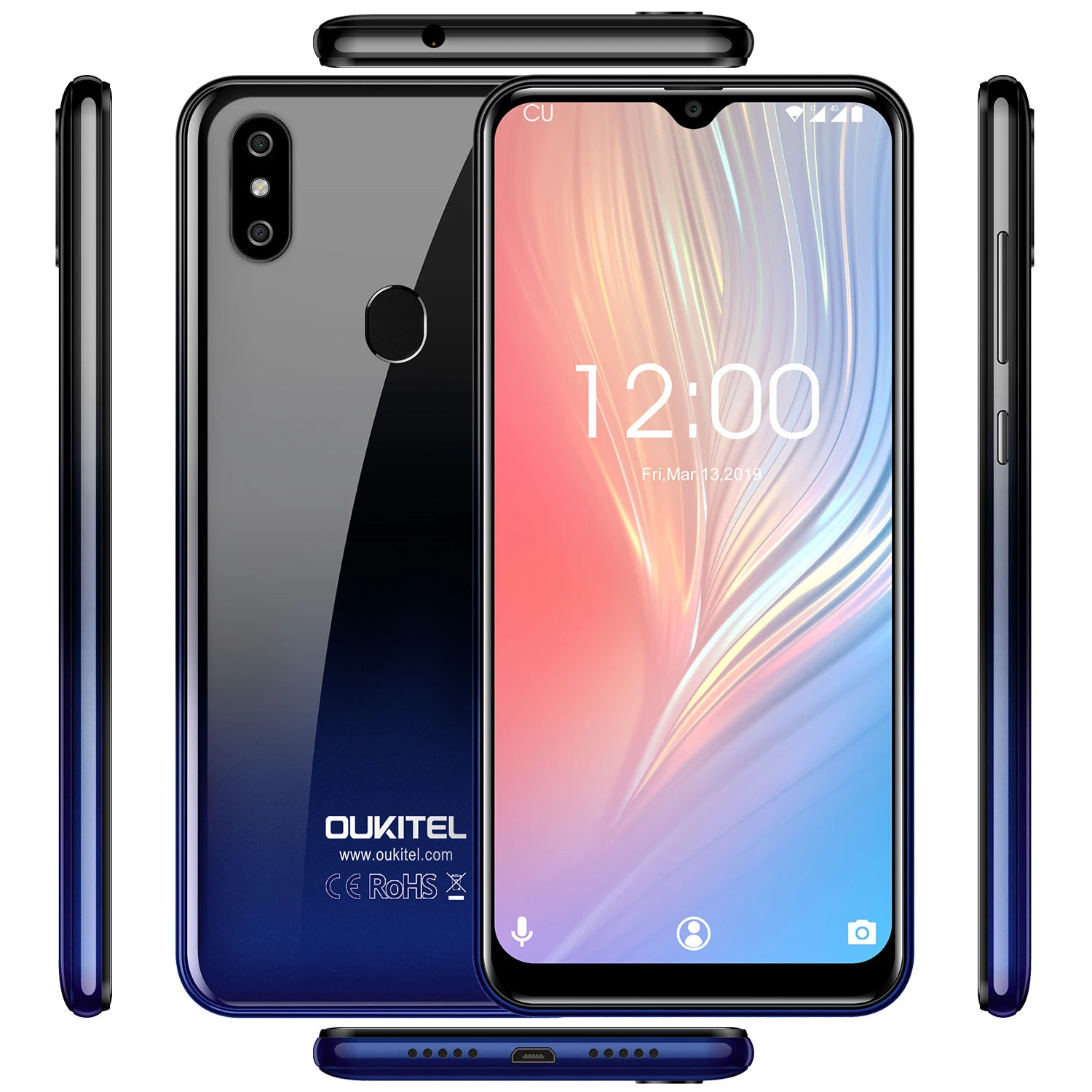OUKITEL C15 Pro+ 6,088 ''3 ГБ 32 ГБ MT6761 Капля воды экран 4G смартфон C15 Pro+ отпечаток пальца лица ID 2,4G/5G WiFi мобильный телефон