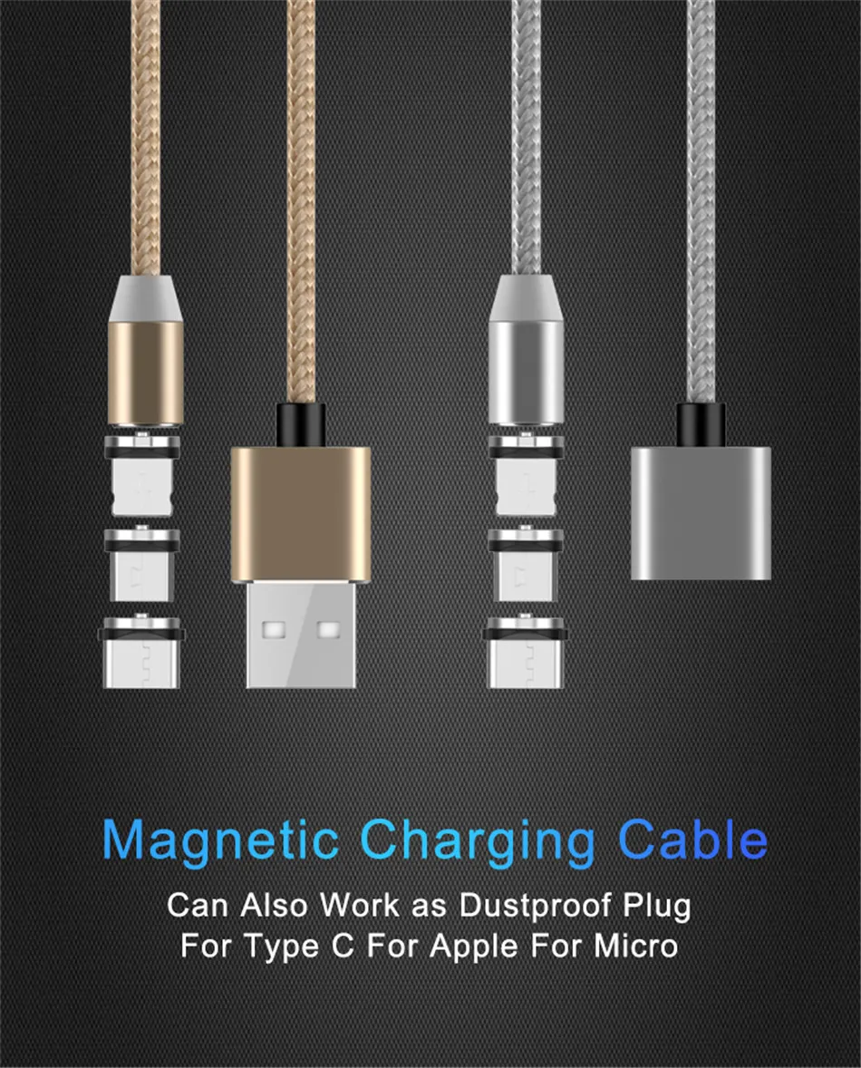 ACCEZZ светодиодный магнитный usb-кабель для освещения Micro USB type C для samsung S9 S8 S7 S6 Универсальный Магнитный зарядный кабель для мобильного телефона