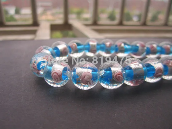 Бусины в виде цветка с белой фольгой голубого цвета для изготовления ювелирных