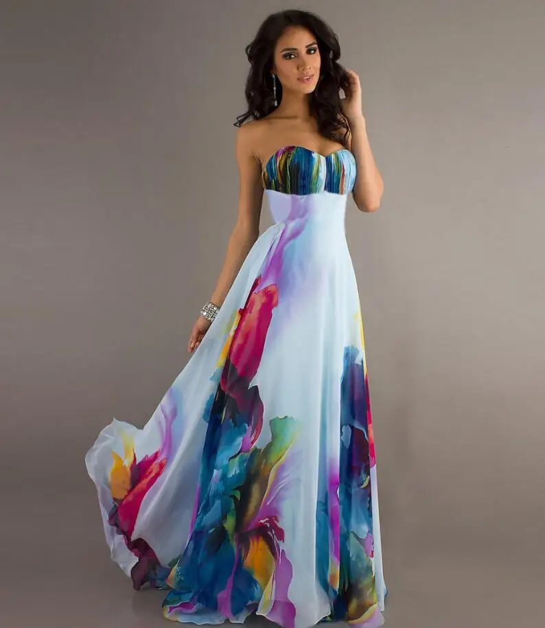 Boho Vogue Sexy Vintage Sleeveless Floral Long Maxi Party Dress Wrapped Chest Off Shoulder Backless Printing Temperament Evening | Женская