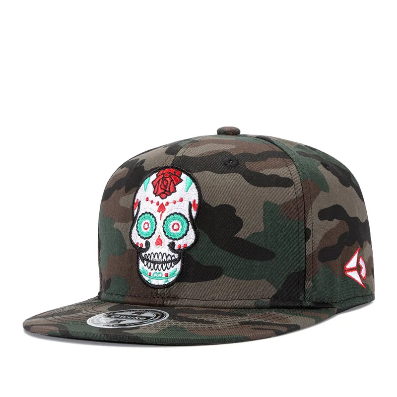 Новая мужская и женская хип хоп кепка с вышитыми черепами бейсбольная