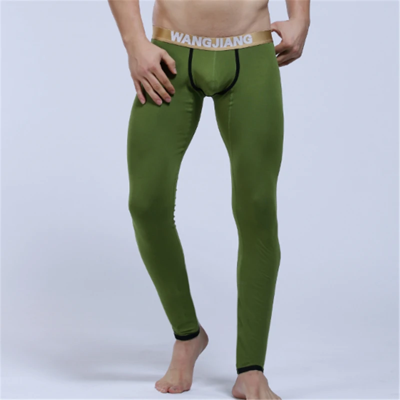 Мужские теплые кальсоны с большим карманом для пениса удобная Пижама зимние