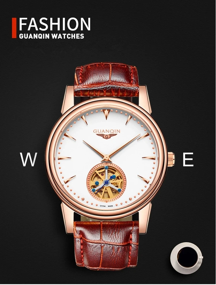Мужские s часы лучший бренд класса люкс GUANQIN мужские часы спортивные Tourbillon автоматические механические кожаные Наручные часы GJ16048