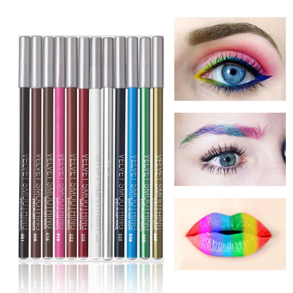 12 цветов Подводка для глаз Lipliner карандаш для макияжа Водонепроницаемый питательный стойкий пигмент для бровей губная помада подводка для глаз косметические инструменты