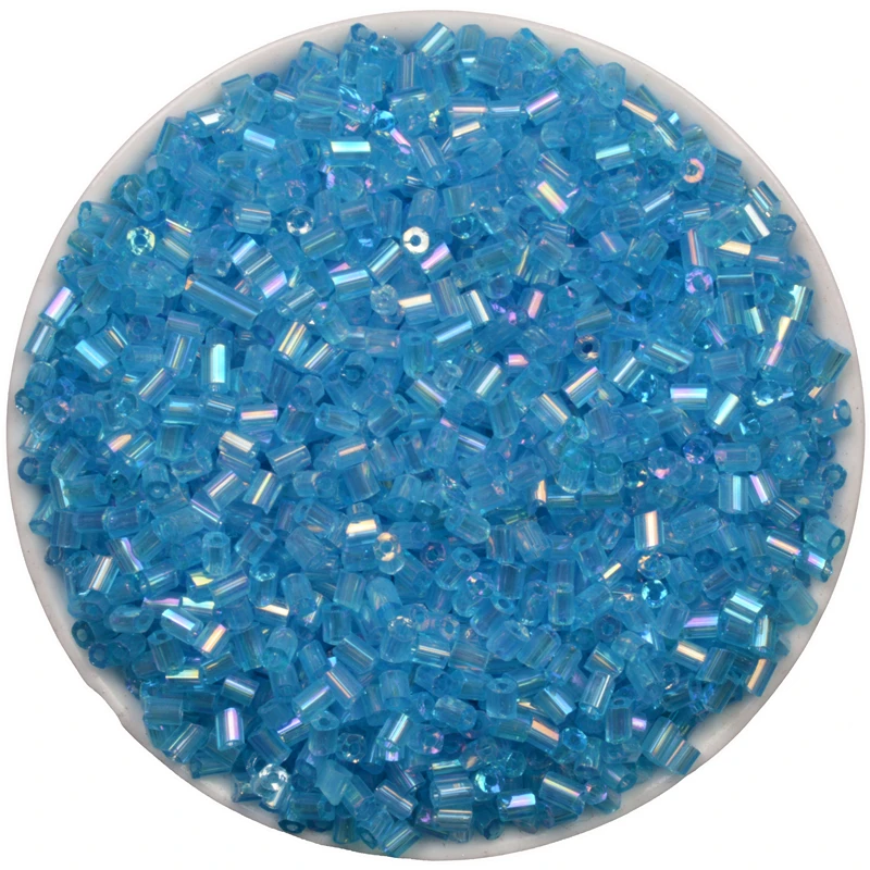 

Silver Lined 2mm 1000pcs/Pound Two Cut Glass Seed Crystal Tube Bead For Jewelry Making DIY Design Hole Blue White Black