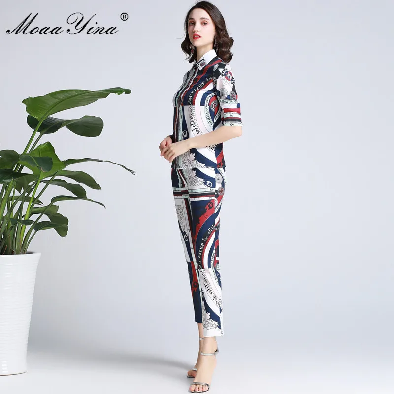 MoaaYina модельер Set сезон: весна–лето Для женщин с коротким рукавом геометрическим