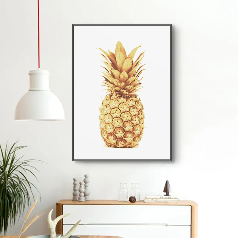Maeham Морден Золотая буква Ананас Печать холст искусство живопись для гостиной