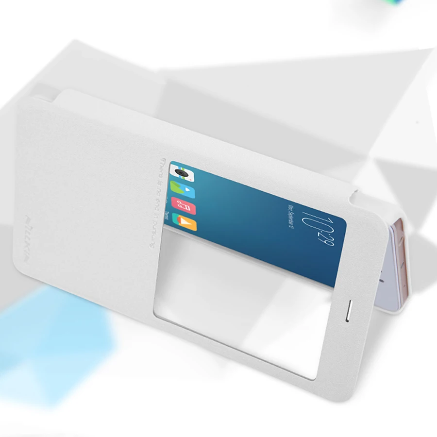 Кожаный чехол книжка NILLKIN Sparkle Series Smart View Window для Xiaomi Redmi Note 4 телефона с функцией