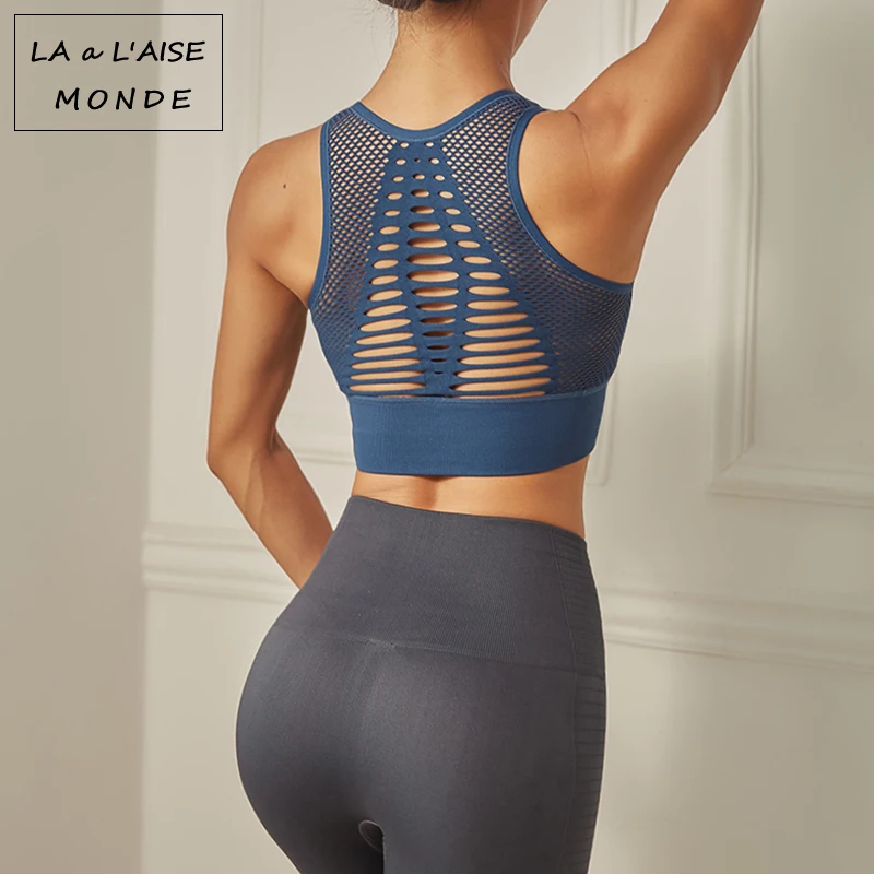 

Women's Seamless High Impact Sports Bra with Removable Cups High Support Workout Yoga Bra Sexy Back Cutout Activewear Gym Bra