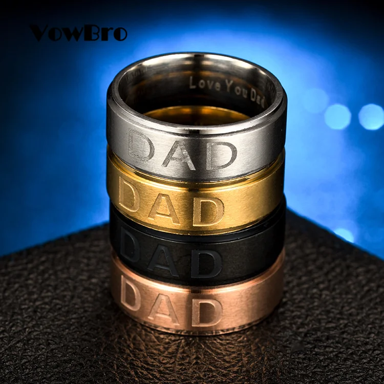 Мужское кольцо из нержавеющей стали с гравировкой Love You Dad|Кольца| |