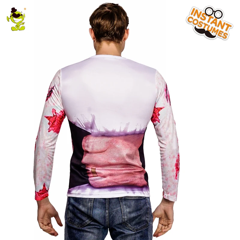 

Men Zombie 3D Printed T-shirt Costume Halloween Party Cosplay Dress Up Printing Long T-shirt Purim Role Play Zombie Costumes