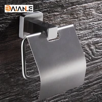 stainless steel cover toilet paper holder brushed roll paper hanger with cover modern bathroom product wall mount