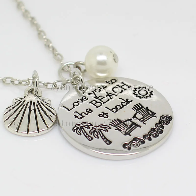 2017 Hand Stamped Jewelry love you to the beach and back Beach necklace &ampkeychain Simple summer jewelry | Украшения и