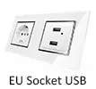 Двойная Пылезащитная крышка EU Schuko розетка настенная панель белая кристальная стеклянная панель 110 V-250 V Двойная настенная розетка Schuko EU с заколки-крабы для волос
