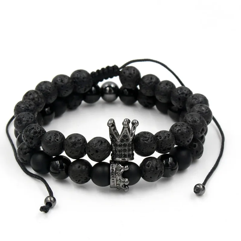 Мода 2 шт./лот Howlite каменная закрепка CZ императорская корона Шарм пара браслетов