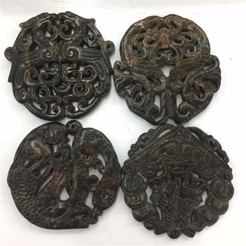 Подвески традиционный Азиатский старинный скульптурный узор черный