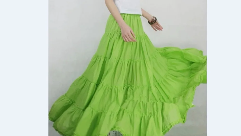 La MaxZa new summer bohemian half-length beach skirt women black full length two ways wear 12 meters long pleated maxi skirts | Женская