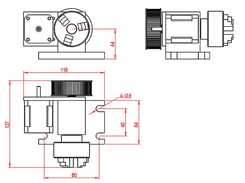 Nema 23 шаговый двигатель (4:1) K 50 50mm 3 кулачковый патрон мм CNC 4 я ось A aixs роторная +