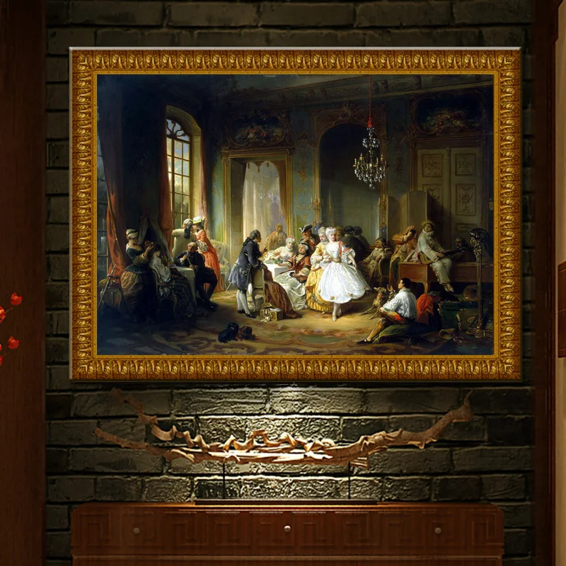 classical europe retro court people palace music canvas printings oil painting printed on cotton wall art decoration picture | Дом и сад