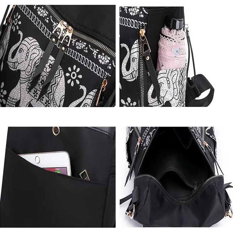 Gradosoo Elephant Pattern Backpack Women PU Leather Schoolbag Female Panelled Shoulder Bag Multifunction Fashion LBF595 | Багаж и сумки