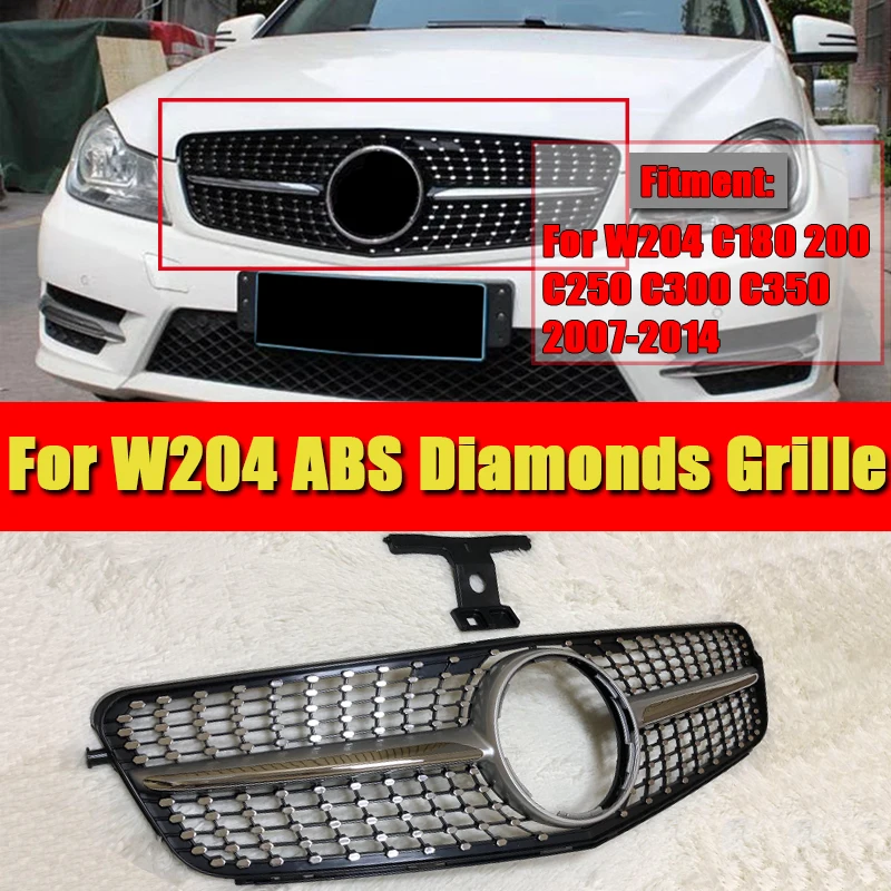 W204 Алмазная решетка гриль Спорт A45amg вид ABS серебро C Класс C180 C200 C250 передний бампер почек решетки без знака 2007