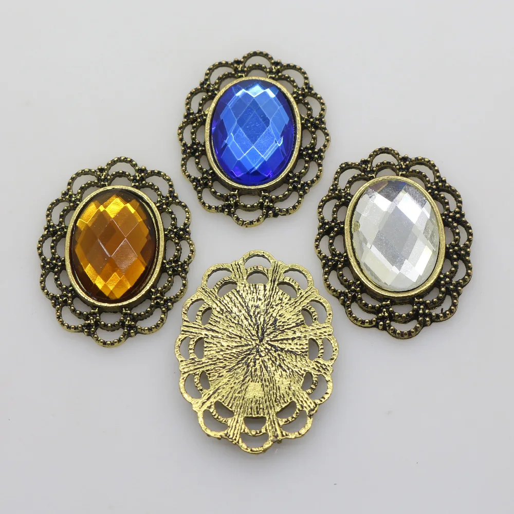 Модные металлические кнопки из прозрачного стекла 10 шт. 25*30 мм 2017 украшения для