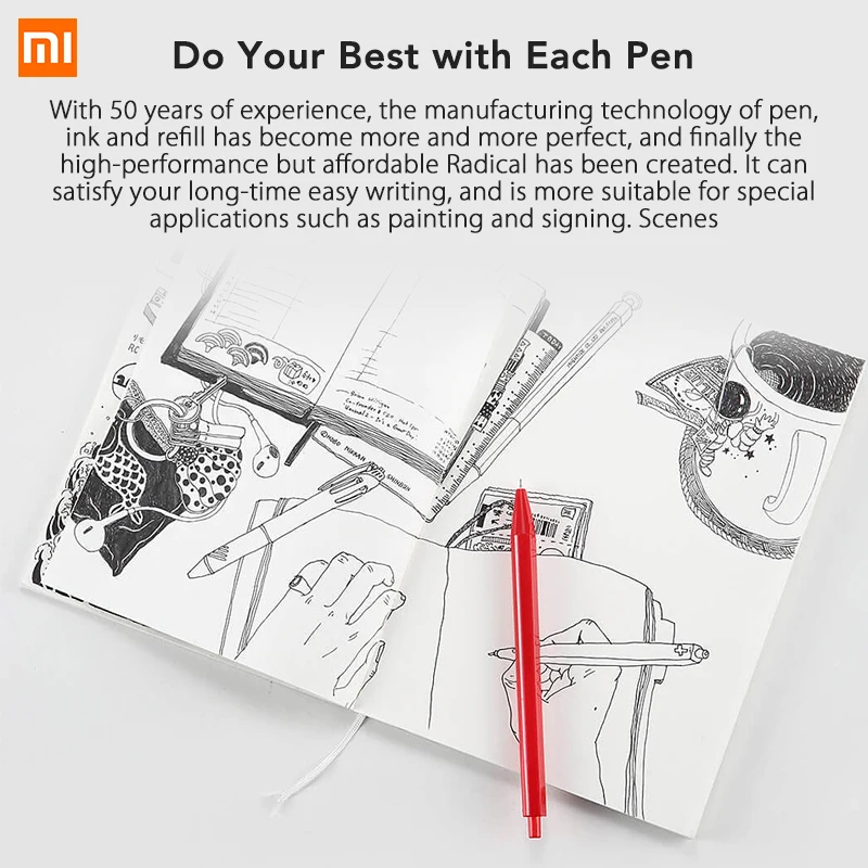 12 шт./лот Xiaomi радикальные гелевые ручки для школы Официальный знак рулон рулонные