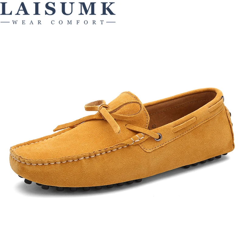 LAISUMK/Брендовые мужские туфли из коровьей замши на плоской подошве Новинка 2019 года