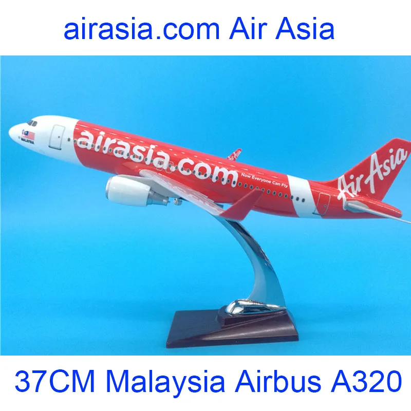 

37CM 1:200 Malaysia Air Asia Airbus A320-200 Model Airline with Base Alloy Resin Aircraft Plane Desk Decoration Collection Model