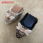 XGRAVITY 2022 осенние элегантные женские туфли с кристаллами на плоской подошве модные женские Стразы женские мягкие женские туфли A031491