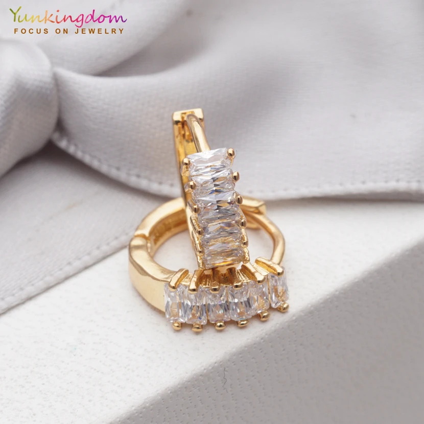 Yunkingdom массивные элегантные круглые золотые серьги с кристаллами, квадратные серьги-кольца с кубическим цирконием для женщин 14 видов стилей