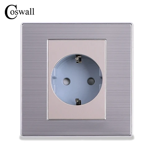 Champagne Coswall 16A настенная розетка стандарта ЕС Роскошная розетка Enchufe Матовая серебристая панель электрическая розетка AC 110~ 250 В - Тип: Champagne