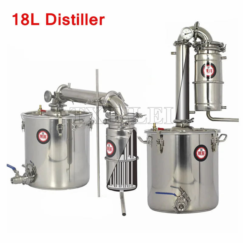 18L Нержавеющая сталь Алкоголь дистиллятор ликер Духи Вино Пивоваренная