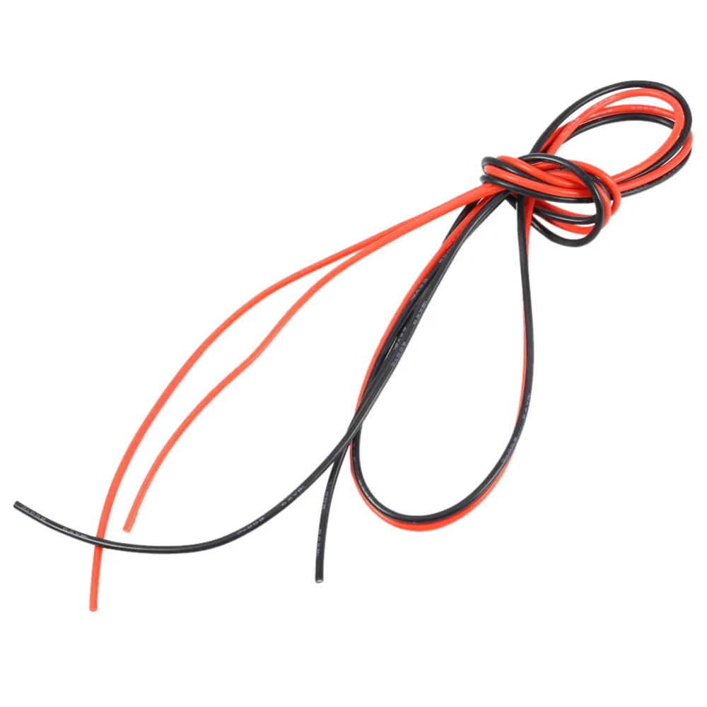 Силиконовый кабель гибкий 18AWG 2 м медный многожильный провод (1 красный + 1 черный)