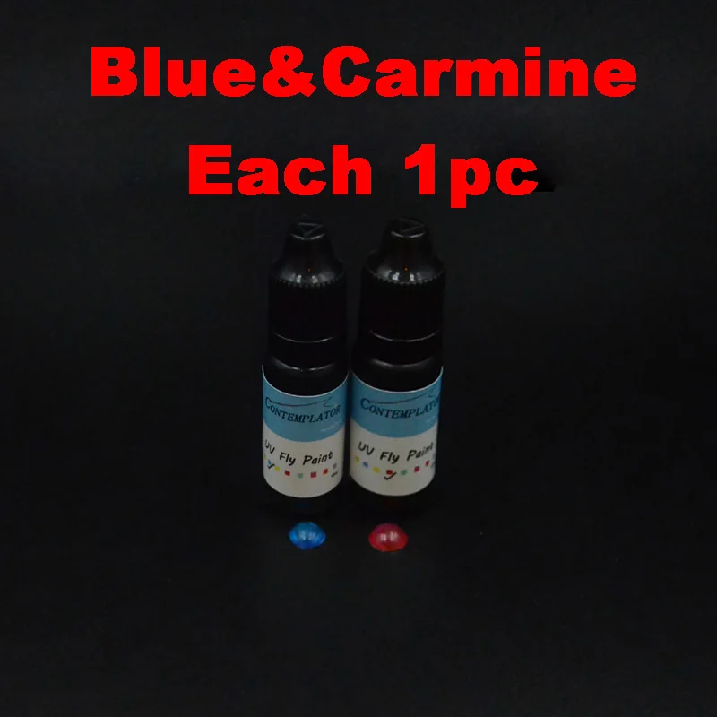 Blue and Carmine 2 бутылки УФ муха краски 2 цвета комбо муха Связывание смолы для рыбалки лечит за секунды средний толстый прозрачный Красочный УФ полимерный клей - Цвет: Blue and Carmine