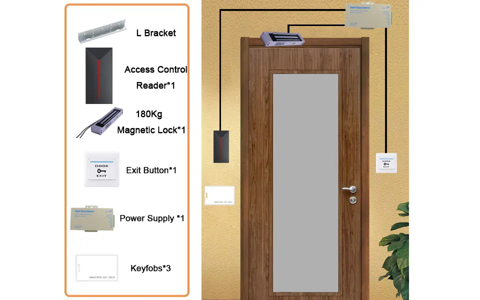 RFID система контроля допуска к двери комплект 125 кГц EM считыватель карт электрический замок для двери 5 шт. ID Брелоки кнопка выхода питания