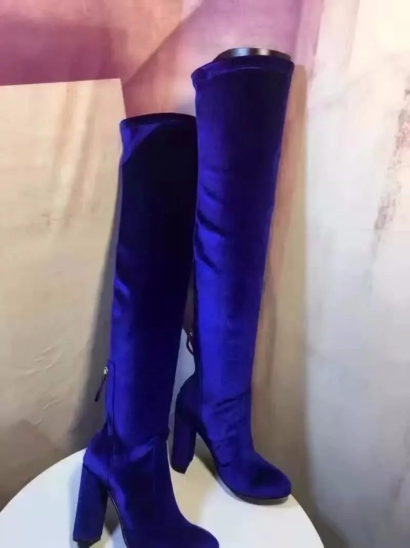 Новый Дизайн Для женщин мода круглый носок синий и красный цвета толстый каблук