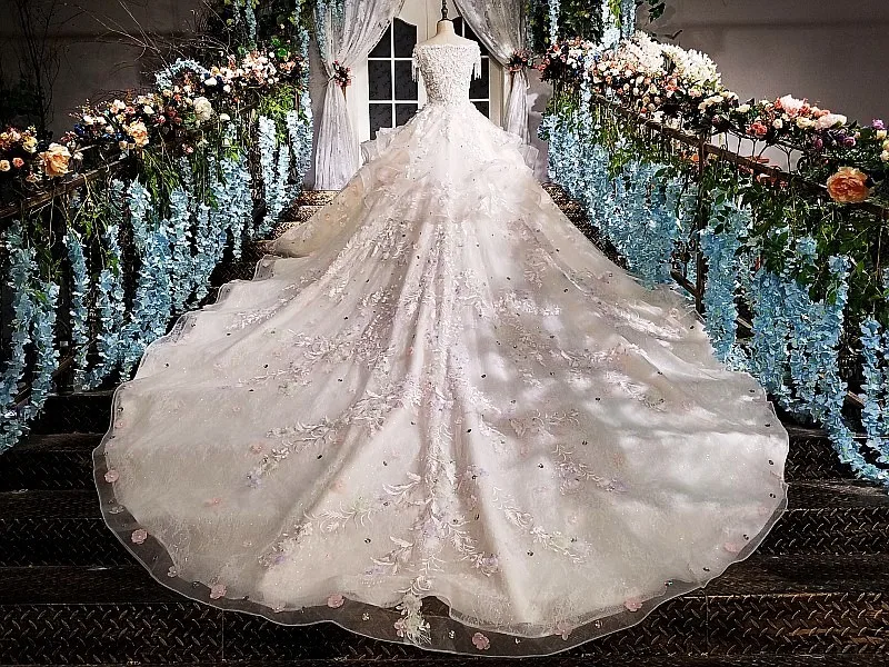 2018 Vestido De Noiva модные роскошные High-end бальное платье свадебное кружевные цветы