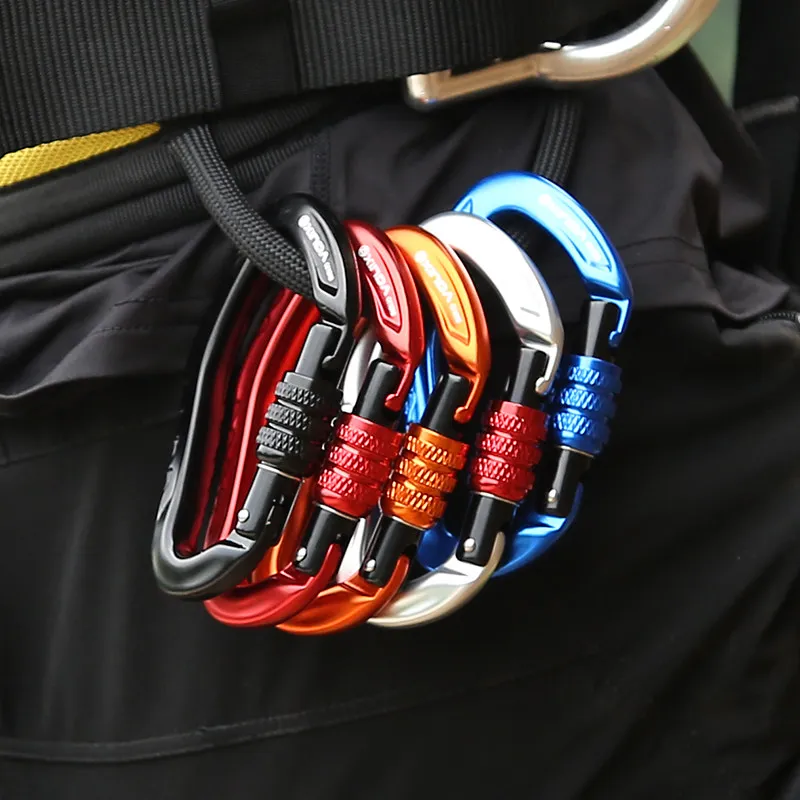 

XINDA Outdoor Rock Climbing Carabiner 22KN Safety Lock Aluminum alloy Spring-loaded Gate Buckle Survive Protective Equipment