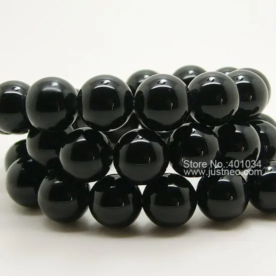 

10mm through drilled black agate round beads,AAA semi precious stone strand 16 inch