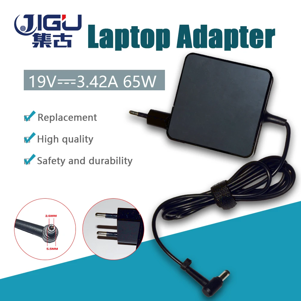 

JIGU 19V 3.42A 65w Laptop Charger AC Adapter Power For Asus F80 F3 A40 A42 K52 K50in For Acer\Hp\Toshiba Laptop 5.5X2.5mm