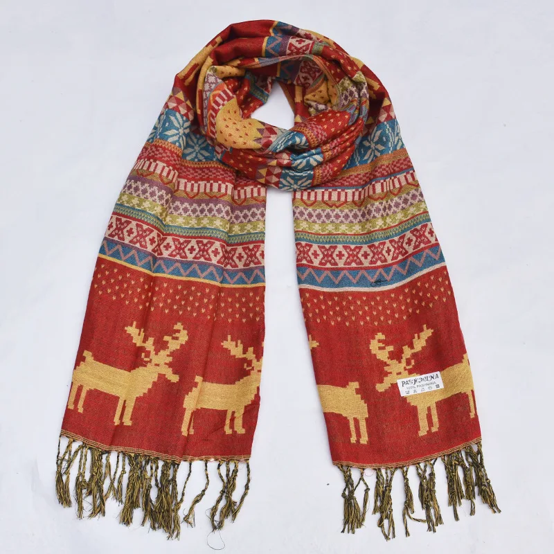 2016 Зима Новый Мода Снег Цветок Олень Печати Женщины Мужчины Причинно Шарф