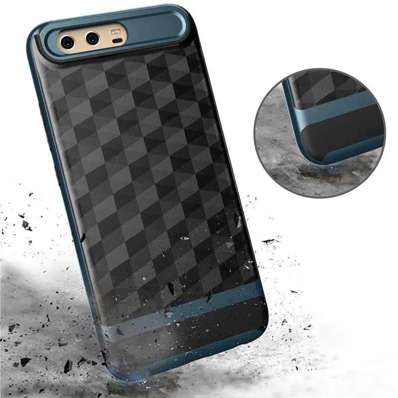 Luxury Geometric Brushed PC + TPU Hybrid Shockproof Rugged Armor Phone Back Case For HUAWEI P10 Plus/ / Lite Matte Cover |