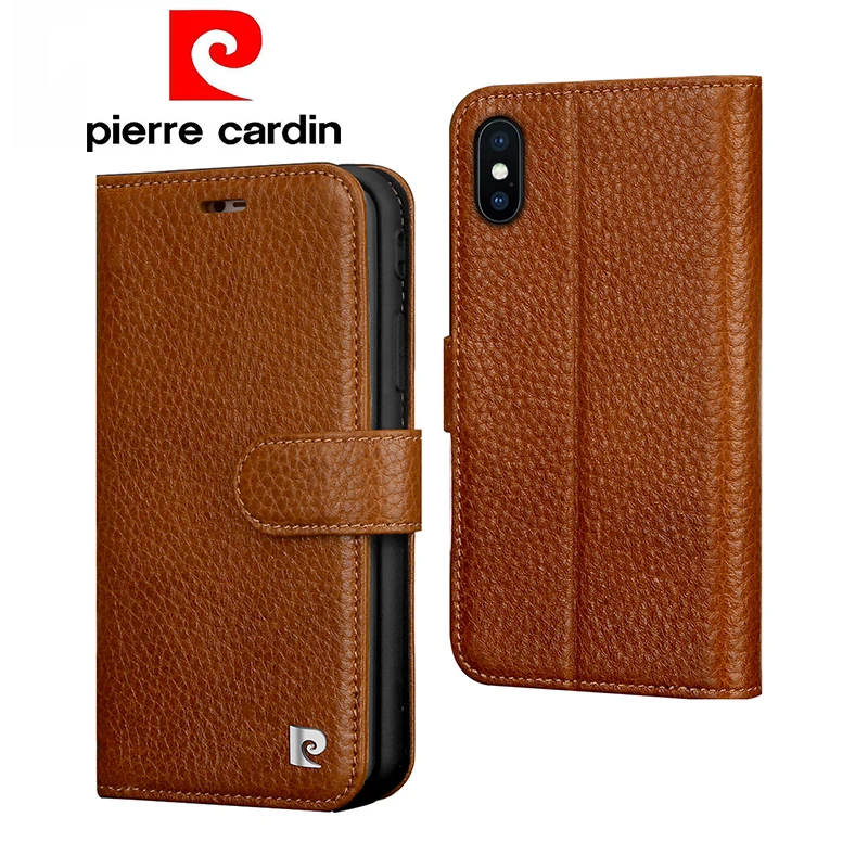 Чехол книжка из натуральной кожи Pierre Cardin для iPhone X XR XS Max роскошный чехол бумажник