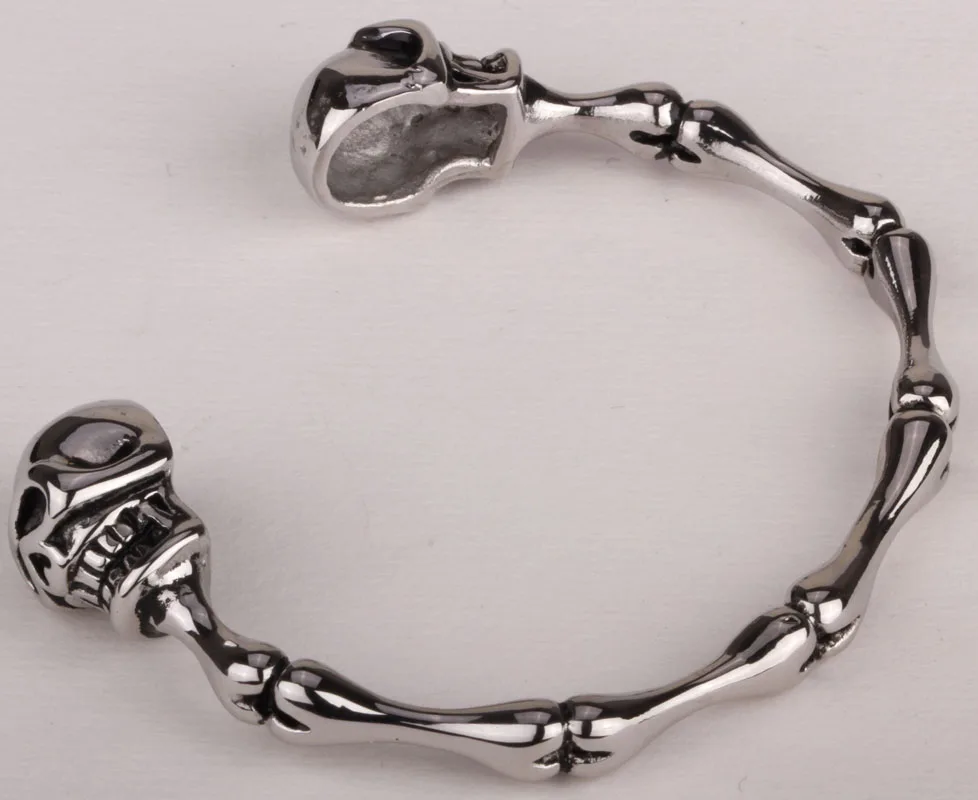 Череп Скелет Браслет для женщин девушки нержавеющая сталь Золото Серебро Черный