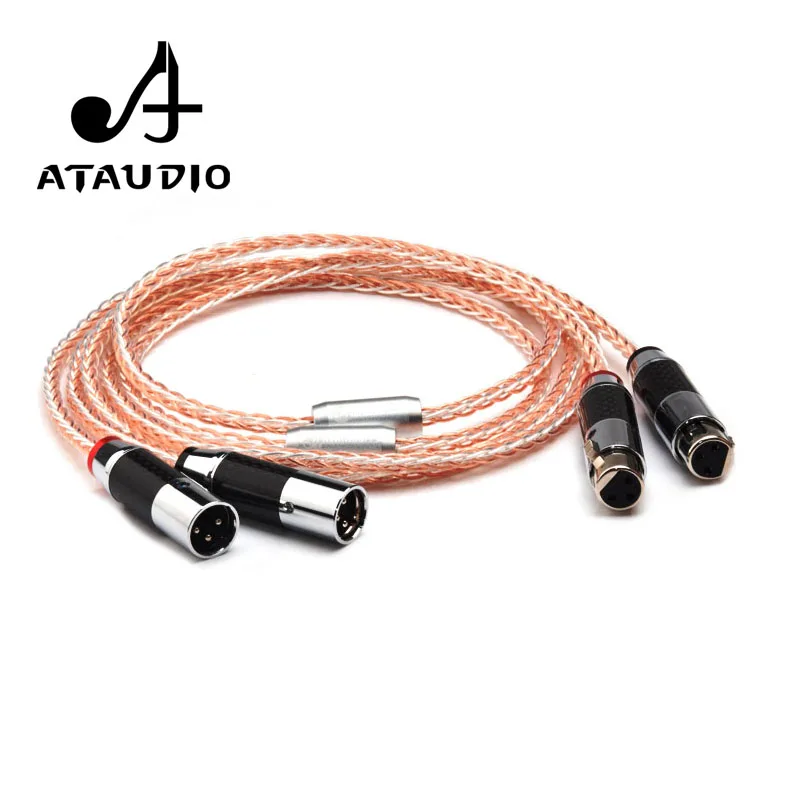 ATAUDIO Hifi XLR кабель 7N OCC серебристый и медный 3 контактный 2XLR штекер гнездо 1 м 2
