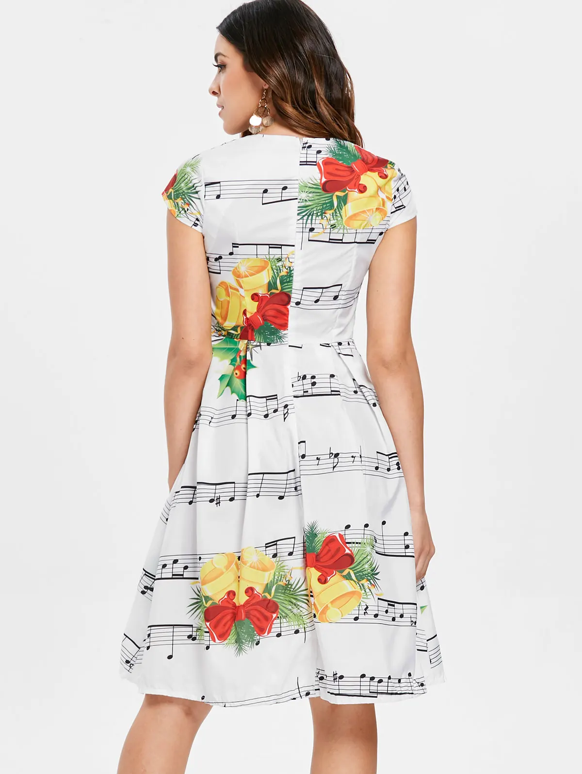 Wipalo Christmas Sweetheart Neck Music Note Print Dress Women Dresses Audrey Hepburn Robe Retro Vestidos 2XL | Женская одежда
